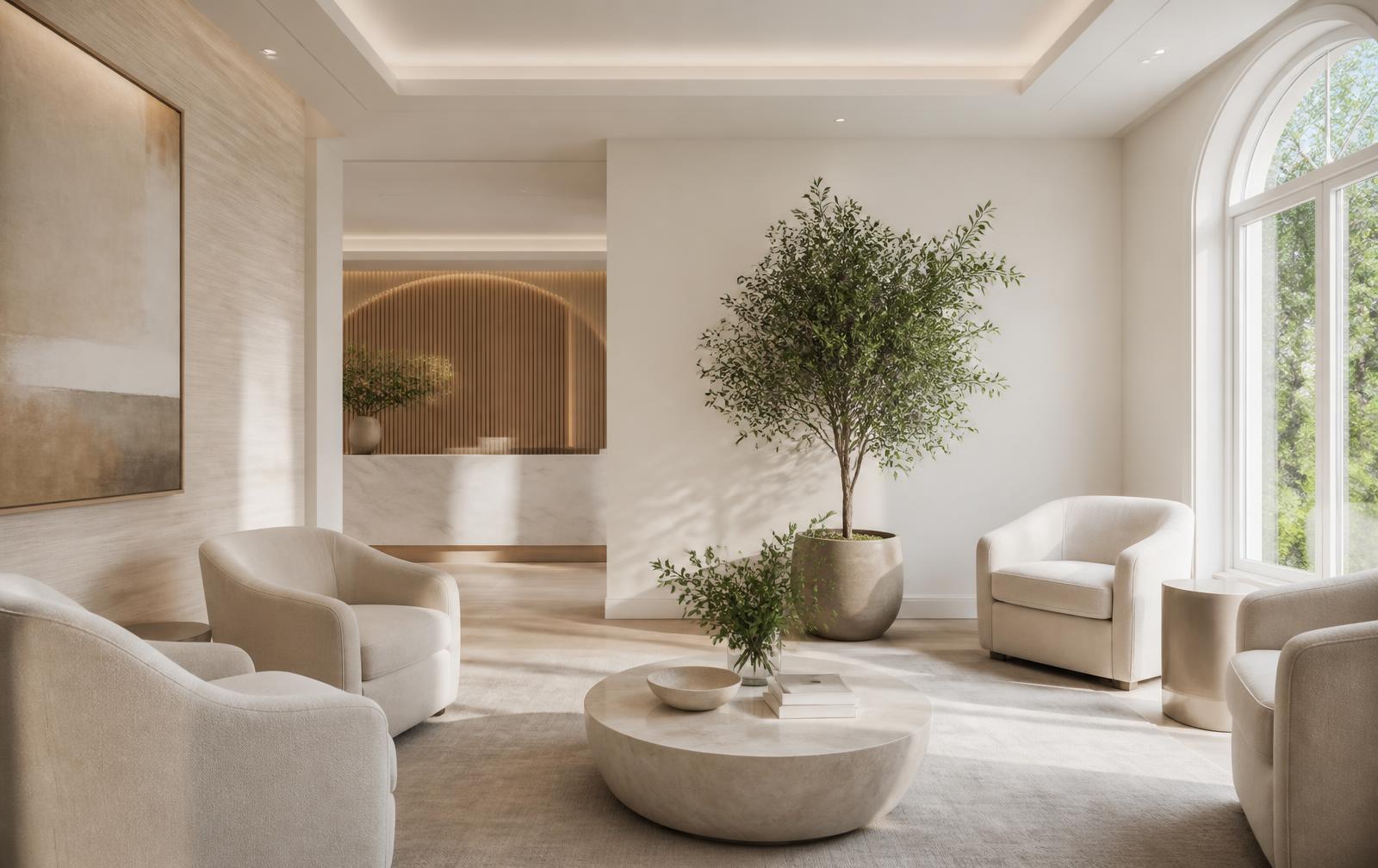 Quiet, light-filled waiting lounge